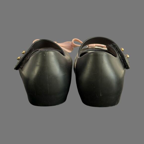 Mini Melissa Ultragirl Bow II Girls Shoes Black Pink Size 8 GUC - Picture 5 of 8